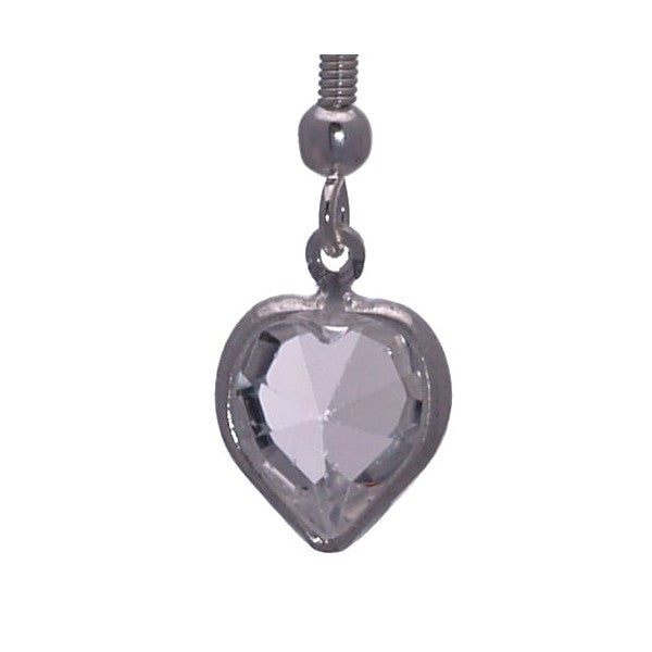 AMARA Clear Crystal Heart Silver Plated Hook Earrings
