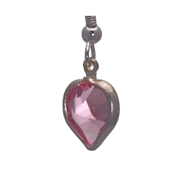 AMARA Light Rose Crystal Heart Silver Plated Hook Earrings
