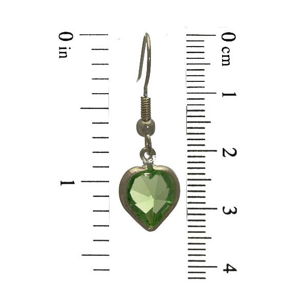 AMARA Peridot Crystal Heart Silver Plated Hook Earrings