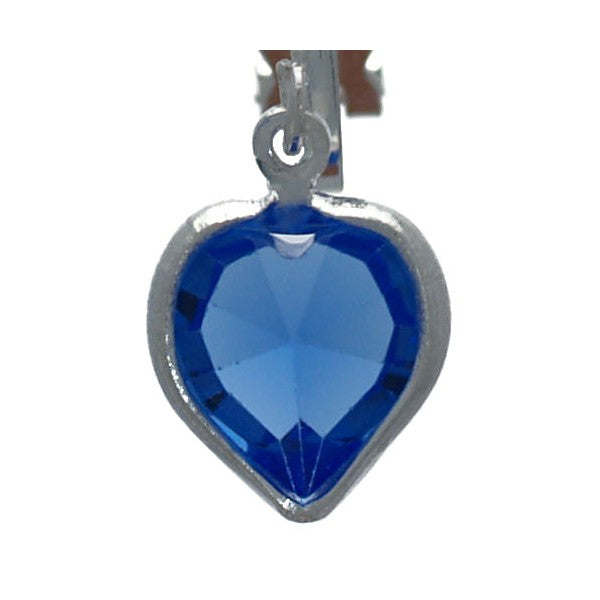 AMARA Sapphire Heart Crystal Silver Plated Clip On Earring