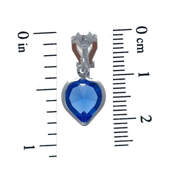 AMARA Sapphire Heart Crystal Silver Plated Clip On Earring