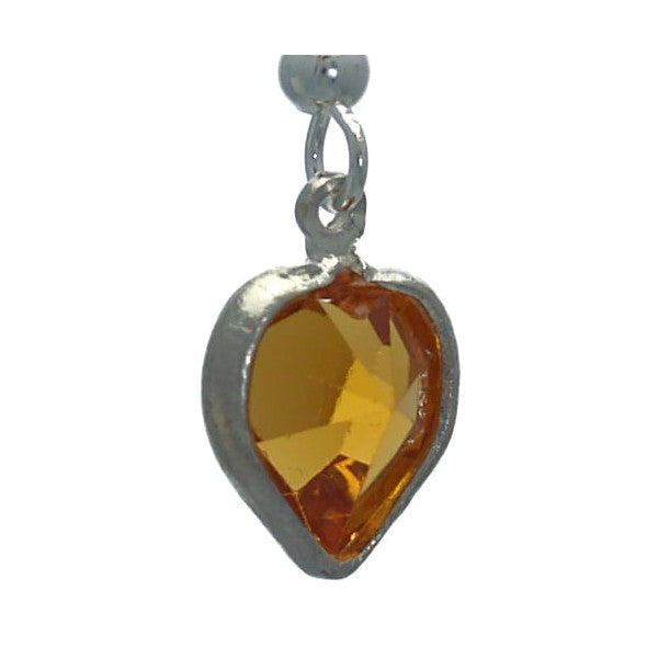 AMARA Topaz Crystal Heart Silver Plated Hook Earrings