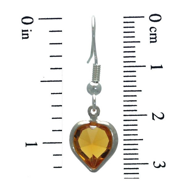 AMARA Topaz Crystal Heart Silver Plated Hook Earrings