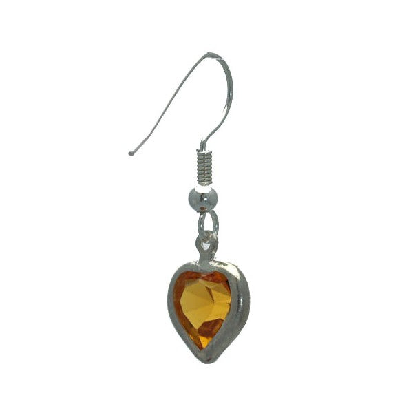 AMARA Topaz Crystal Heart Silver Plated Hook Earrings