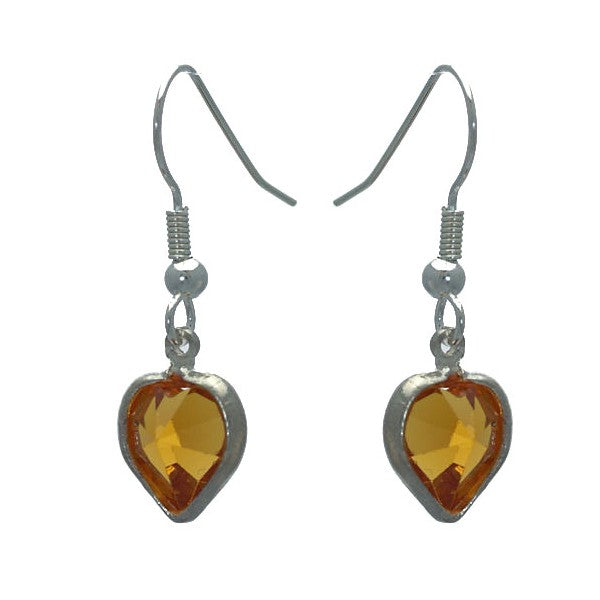 AMARA Topaz Crystal Heart Silver Plated Hook Earrings