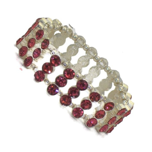 AMONDI Silver tone Pink Crystal Elasticated Bracelet