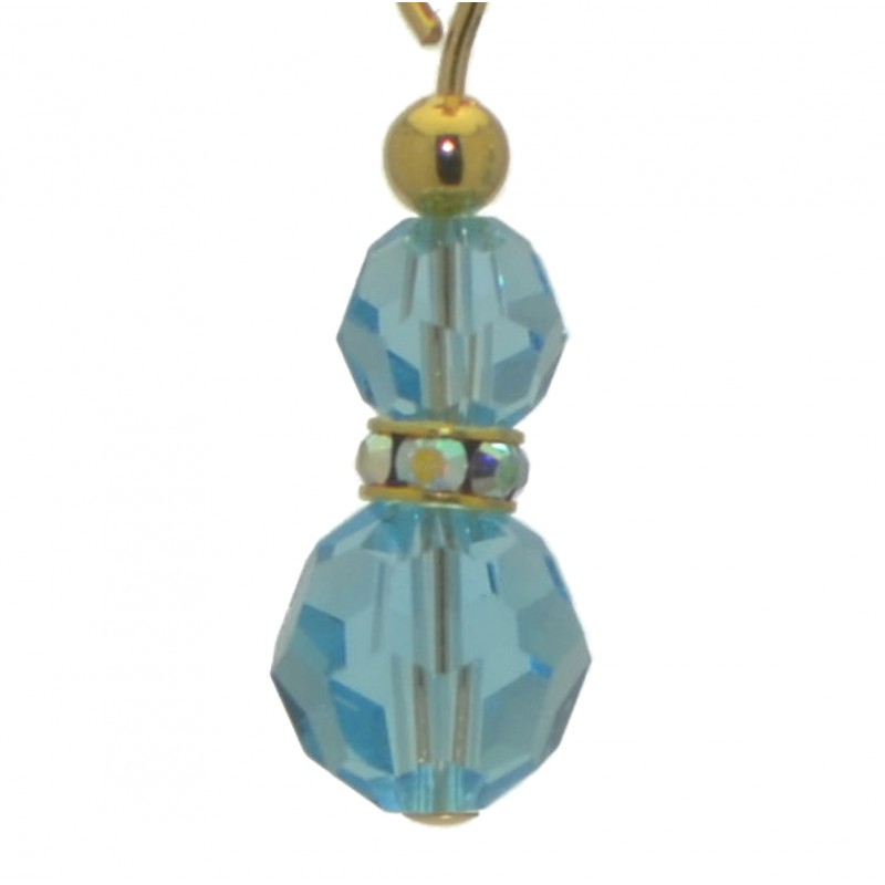 AMUNET gold plated aquamarine crystal clip on earrings