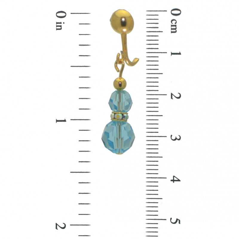 AMUNET gold plated aquamarine crystal clip on earrings