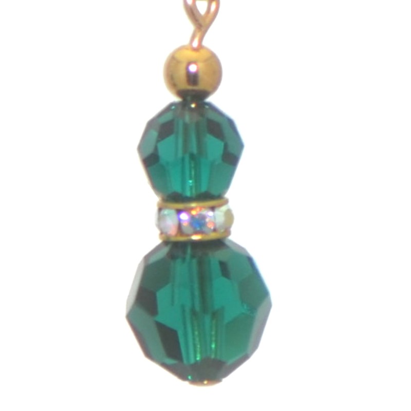 AMUNET gold plated emerald green crystal hook earrings