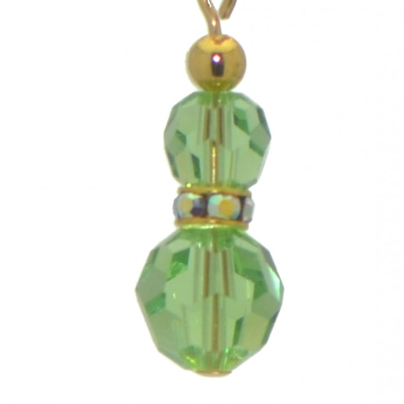 AMUNET gold plated peridot green crystal clip on earrings