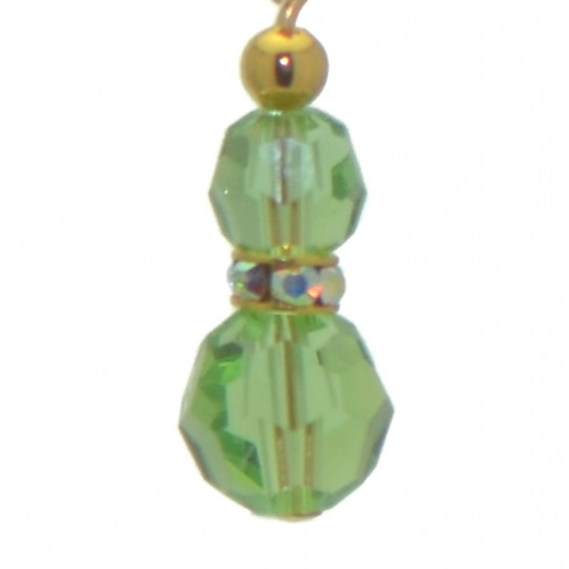 AMUNET gold plated peridot green crystal hook earrings