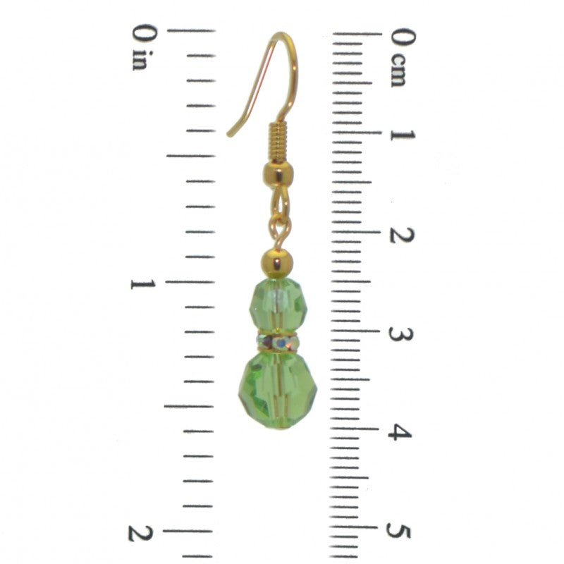 AMUNET gold plated peridot green crystal hook earrings