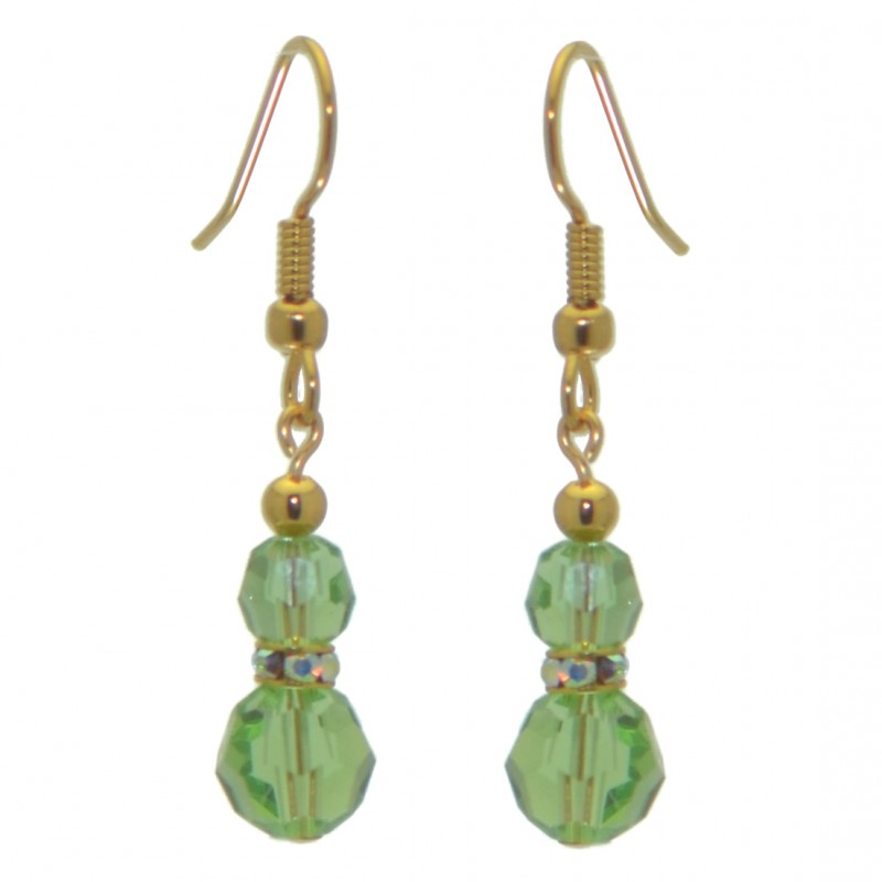 AMUNET gold plated peridot green crystal hook earrings