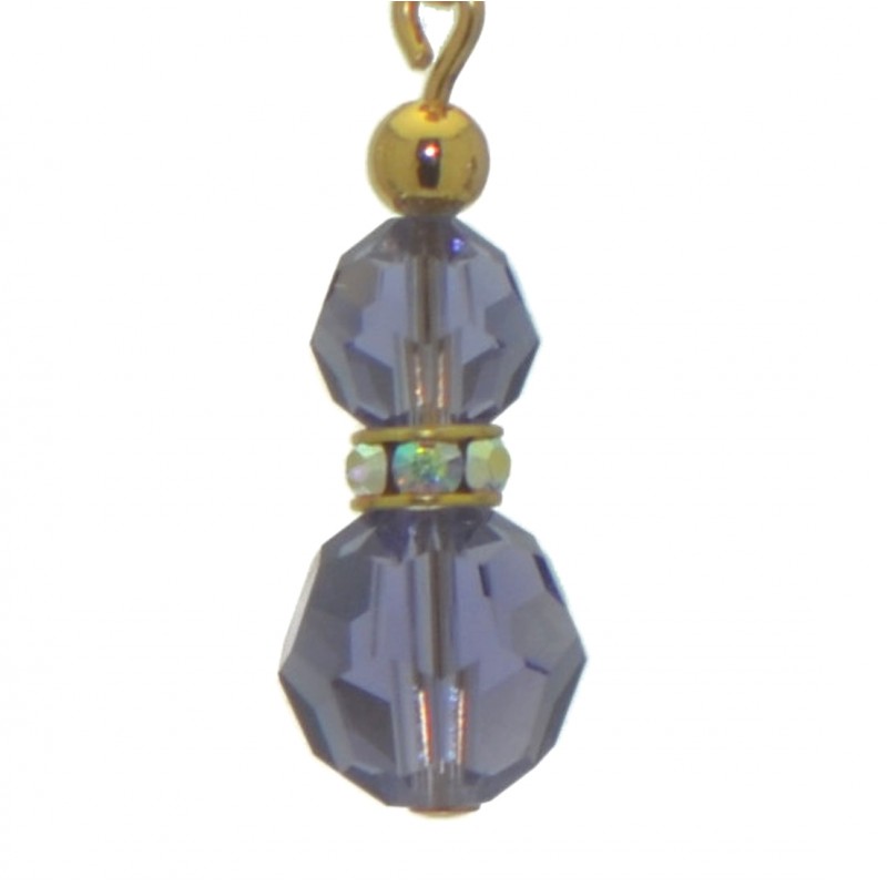 AMUNET gold plated tanzanite lilac crystal clip on earrings