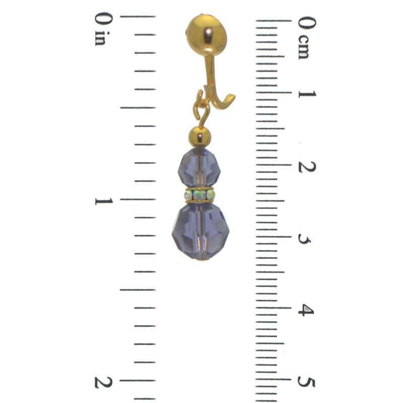 AMUNET gold plated tanzanite lilac crystal clip on earrings