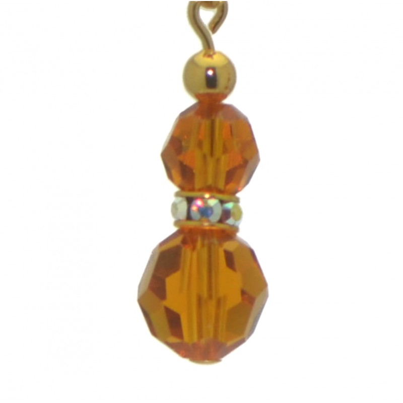 AMUNET gold plated topaz yellow crystal clip on earrings