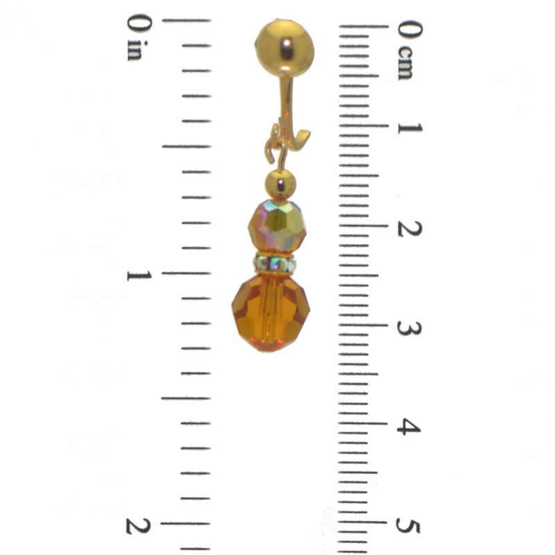 AMUNET gold plated topaz yellow crystal clip on earrings