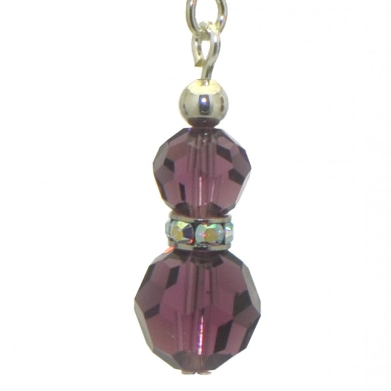 AMUNET silver plated amethyst purple crystal hook earrings