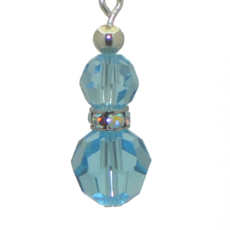 AMUNET silver plated aquamarine crystal hook earrings
