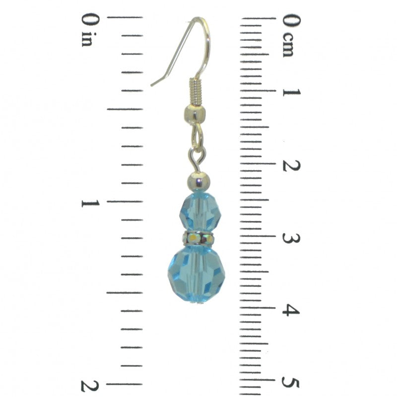 AMUNET silver plated aquamarine crystal hook earrings