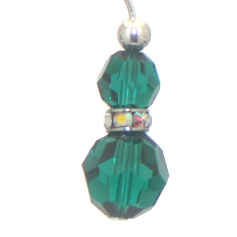 AMUNET silver plated emerald green crystal clip on earrings