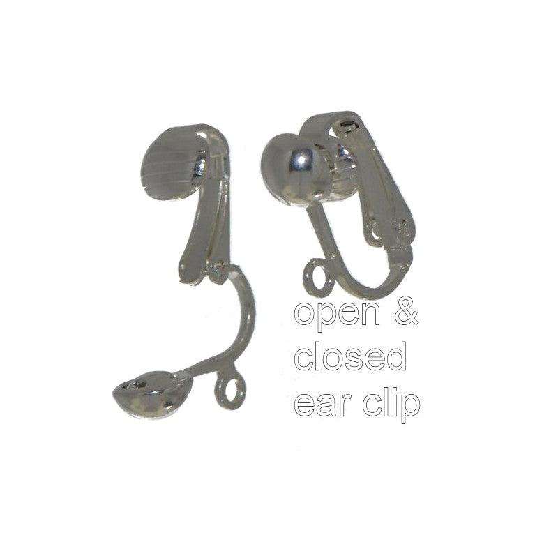 AMUNET silver plated emerald green crystal clip on earrings