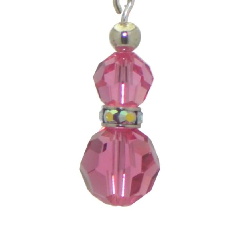 AMUNET silver plated rose pink crystal clip on earrings