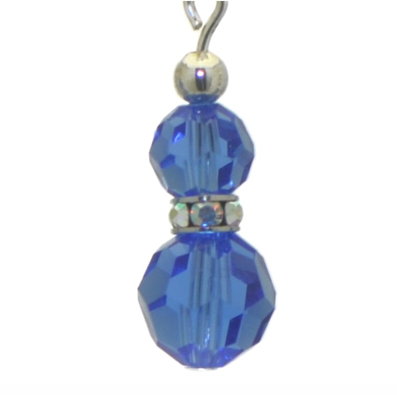 AMUNET silver plated sapphire blue crystal clip on earrings