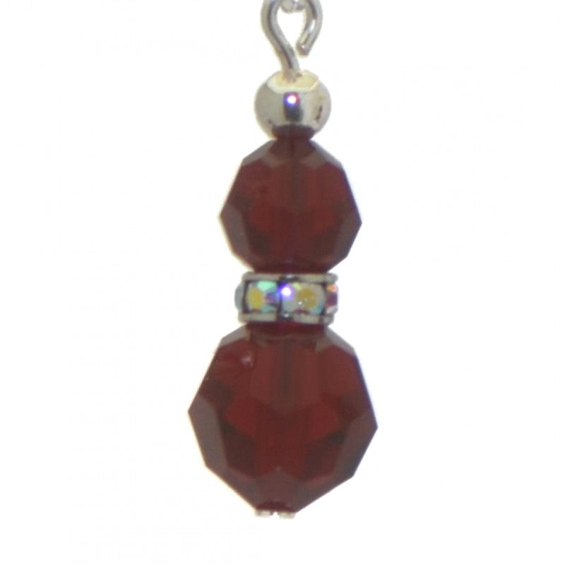 AMUNET silver plated siam red crystal clip on earrings