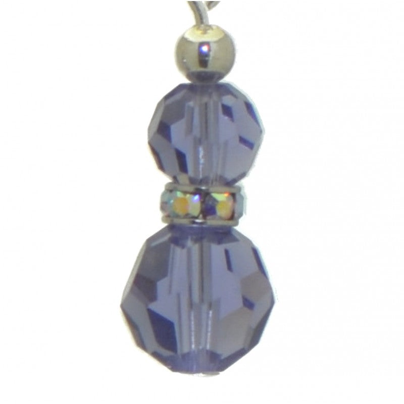 AMUNET silver plated tanzanite lilac crystal clip on earrings