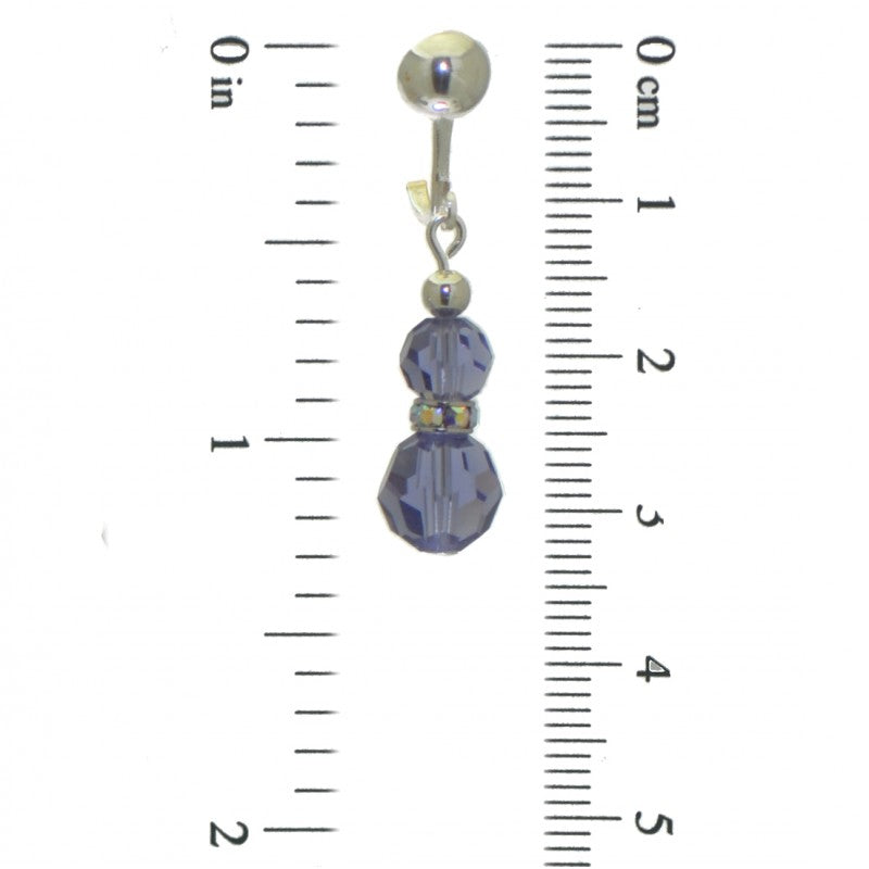 AMUNET silver plated tanzanite lilac crystal clip on earrings