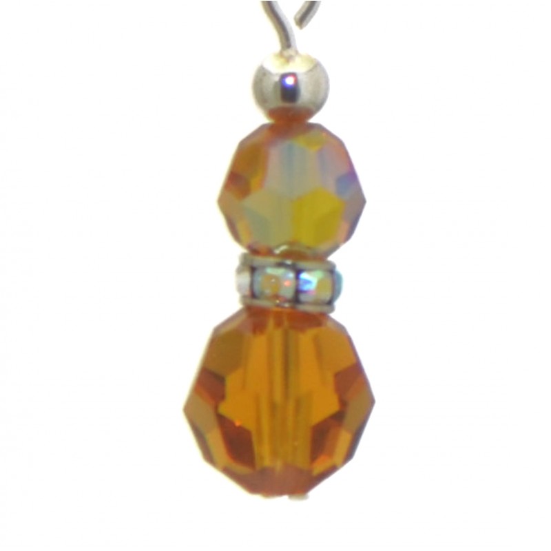 AMUNET silver plated topaz yellow crystal clip on earrings