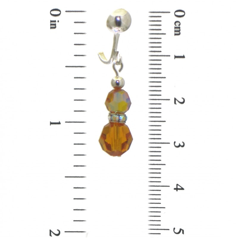 AMUNET silver plated topaz yellow crystal clip on earrings