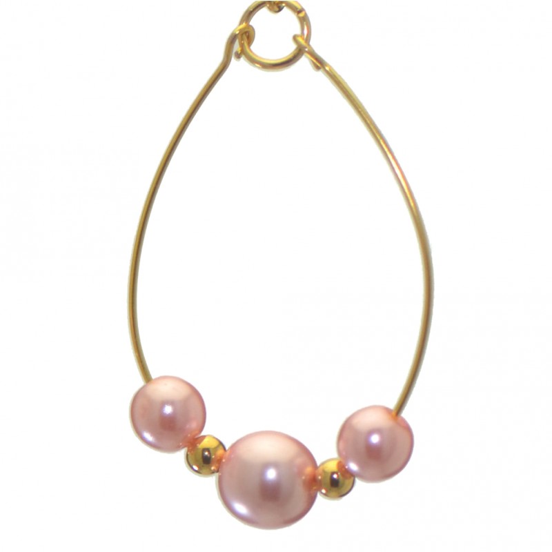 ANDROMEDA gold plated single hoop pink bead hook earrings