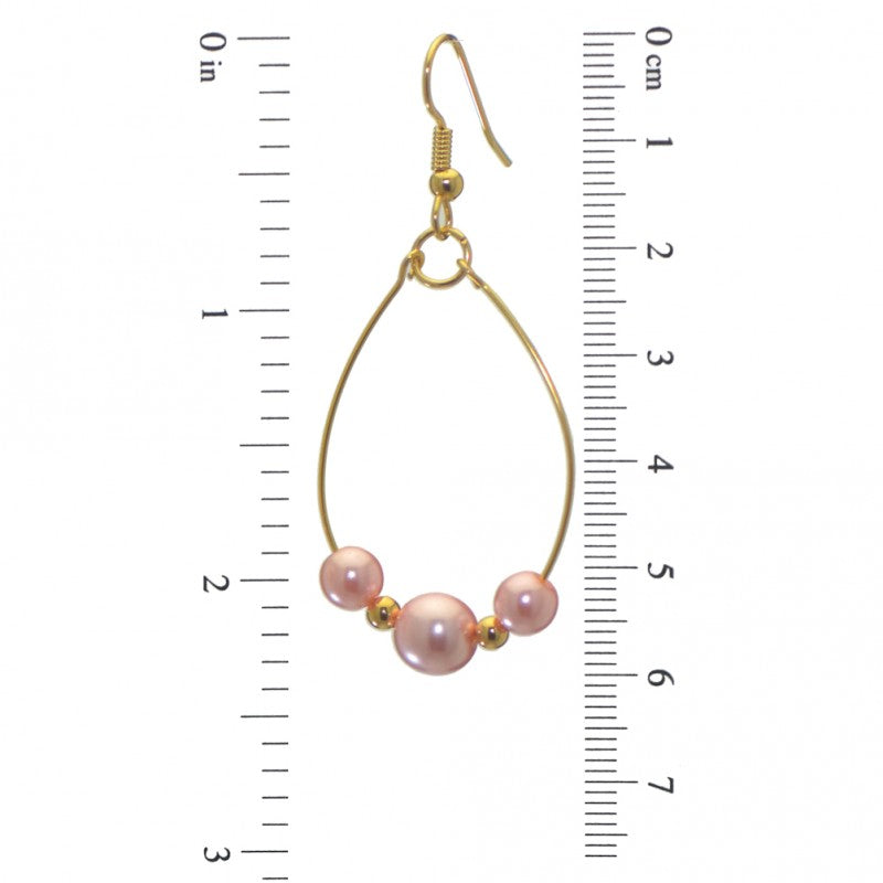 ANDROMEDA gold plated single hoop pink bead hook earrings