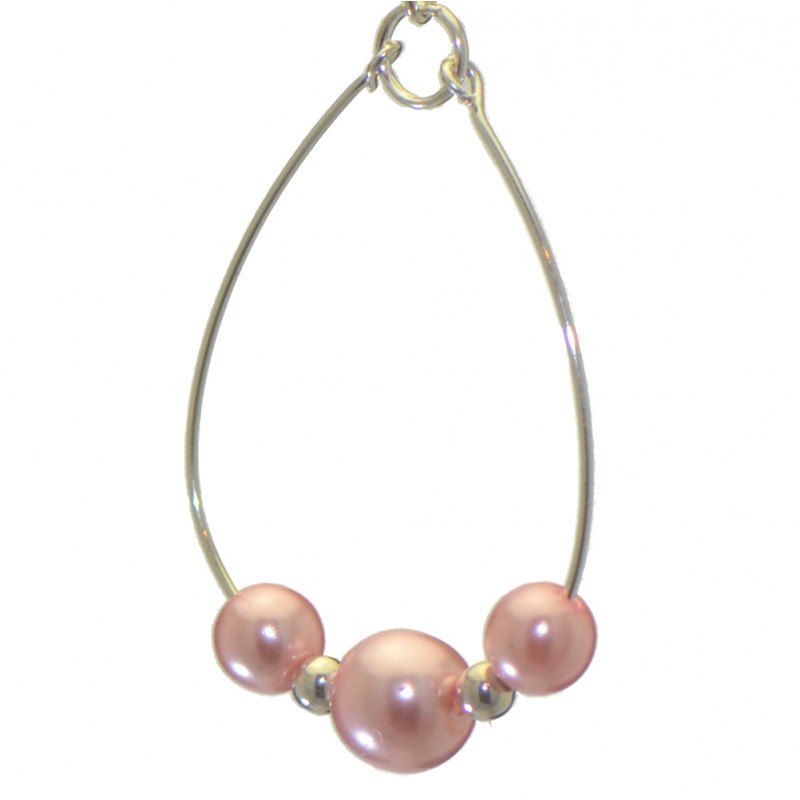 ANDROMEDA silver plated single hoop pink bead hook earrings