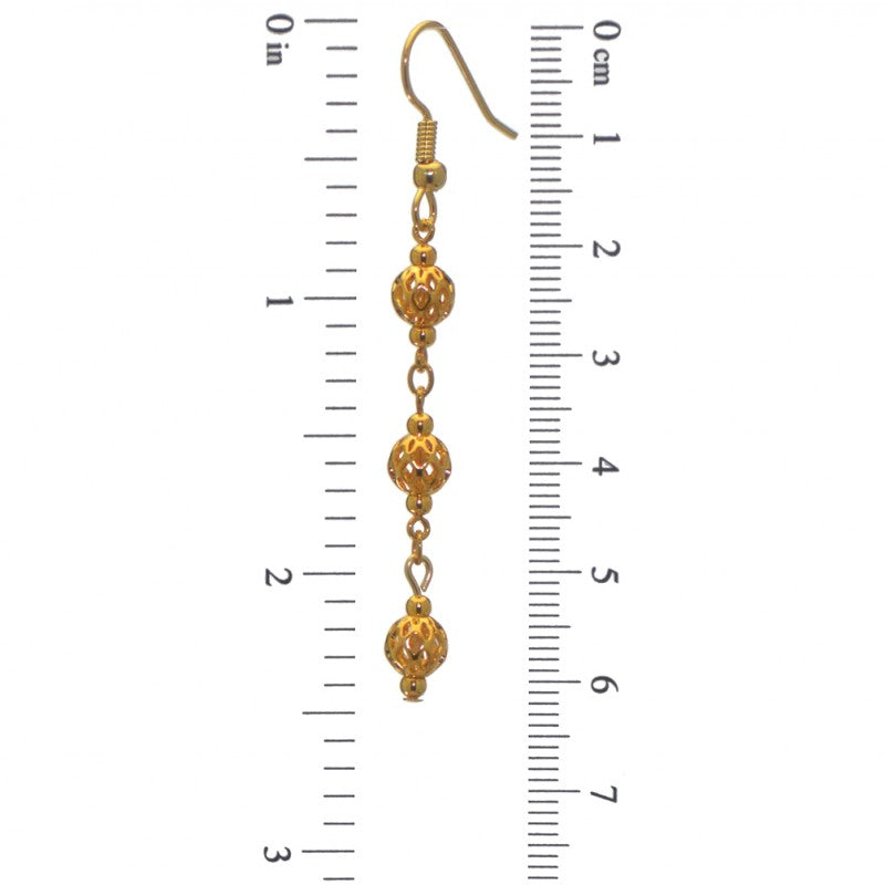 ANEKSI gold plated triple linked ball hook earrings