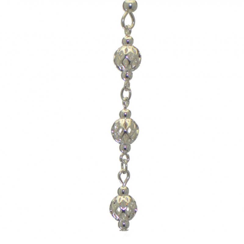 ANEKSI silver plated triple linked ball hook earrings
