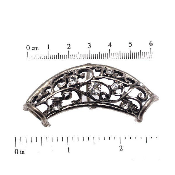 ANTHERICUM Antique Silver tone Crystal Open Scarf Tube