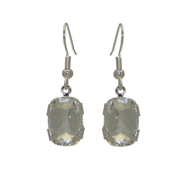 AOIBEHANN Silver Plated Clear Crystal Hook Earrings