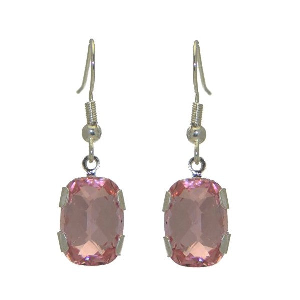 AOIBEHANN Silver Plated Light Rose Crystal Hook Earrings