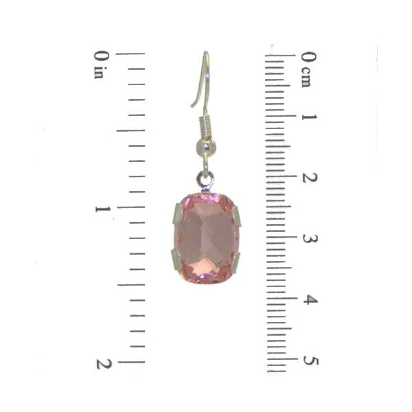 AOIBEHANN Silver Plated Light Rose Crystal Hook Earrings