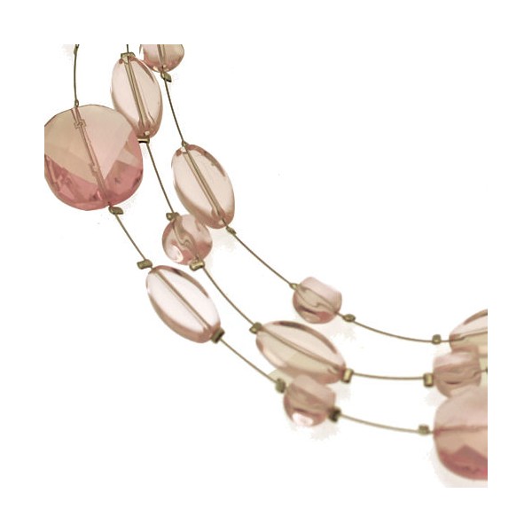 Aponi Silver tone Multi Wire Rose Pink Choker Necklace