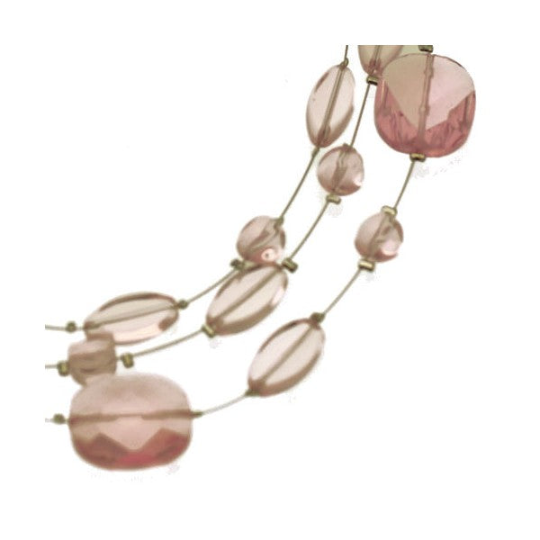 Aponi Silver tone Multi Wire Rose Pink Choker Necklace