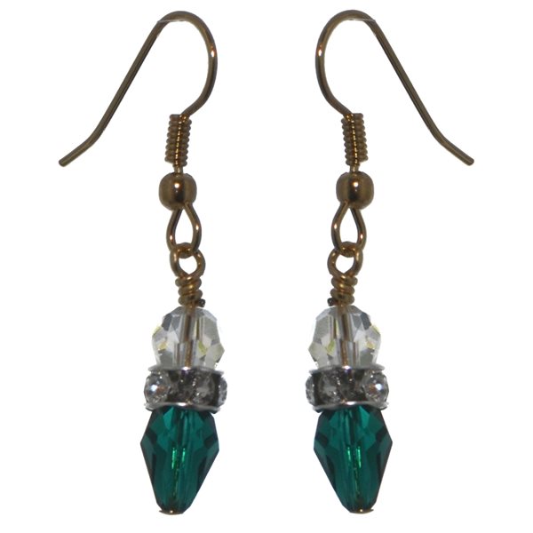 ARABESQUE Gold plated Emerald Hook Earrings