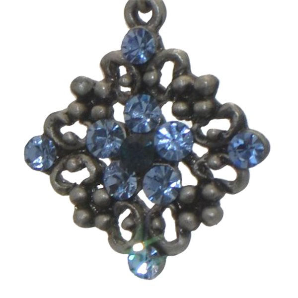 ARTEMIS Antique Silver plated Blue Crystal Post Earrings by Rodney