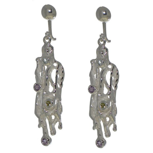 ATALANTA silver plated crystal clip on earrings by VIZ