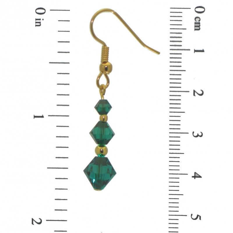 ATHALIE gold plated emerald green crystal hook earrings