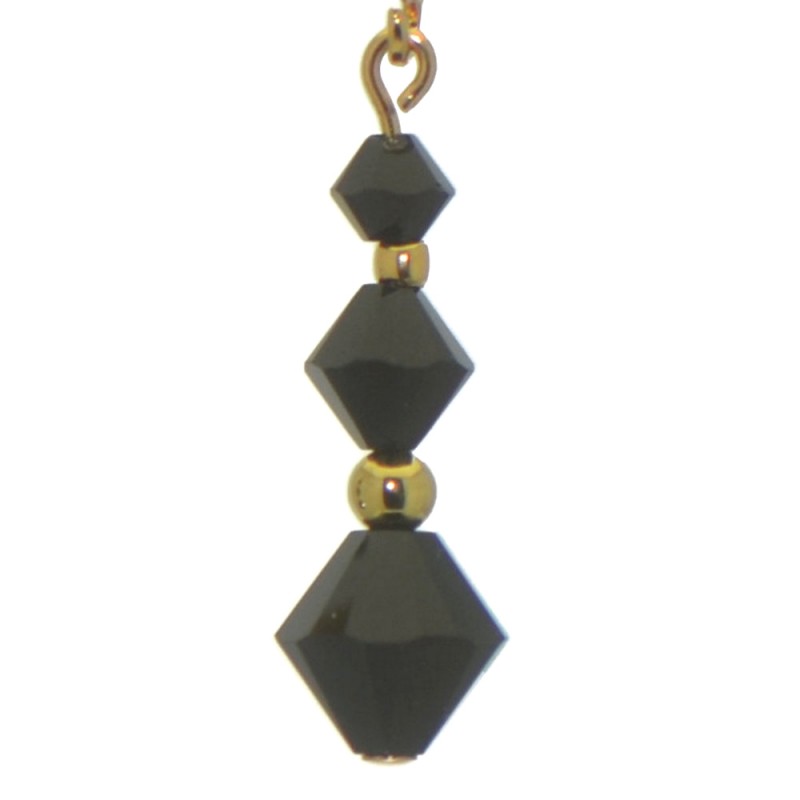 ATHALIE gold plated jet black crystal clip on earrings