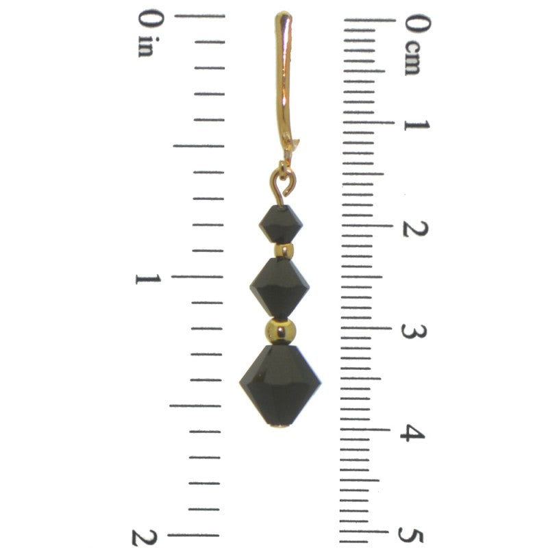 ATHALIE gold plated jet black crystal clip on earrings